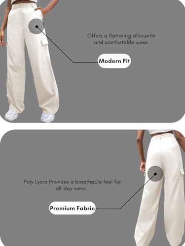 Image of GRECIILOOKS Cargo Pants For Woman | Trousers For Womans |High Waist Trouser for Women - Flared Parachute Pants with Side Pockets |Womens Cargo Pant | Elegant for College & Events (Available in Plus Size)