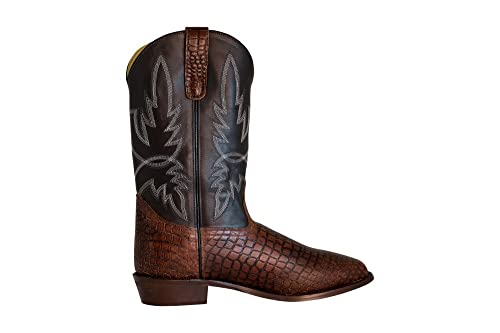 TuffRider Men's Grant Wide Square Toe Western Boot- Brown- With Free Assorted Striped Socks4