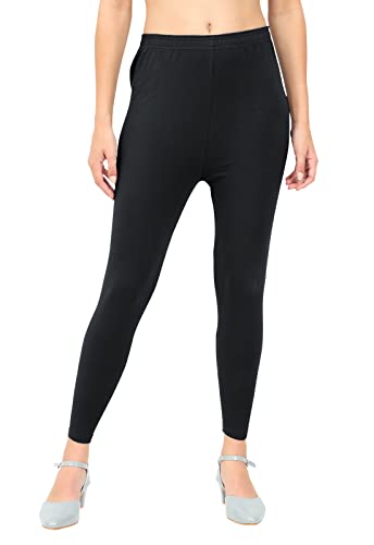 Image of POPOLO Women's Super Soft Ankle Length Cotton Lycra Solid Stretchable Legging