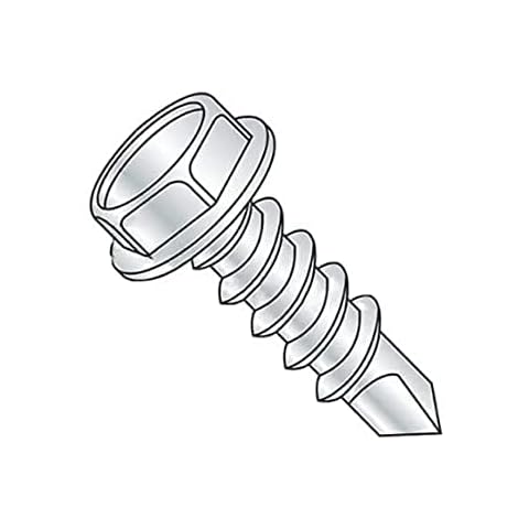 Shorpioen 100-Pack 12-14 x 1 Unslotted Indented Hex Washer Self Drill Screw Zinc & Zinc BC-1216KW Cover