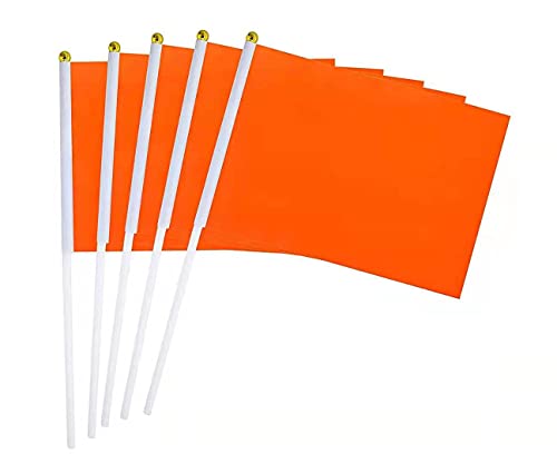WXTWK 25 Pack Solid Orange Flag Small Mini Plain Orange DIY Color Flags On Stick,marking decoration supplies,Grand Opening,Kids Birthday,Party Events Celebration