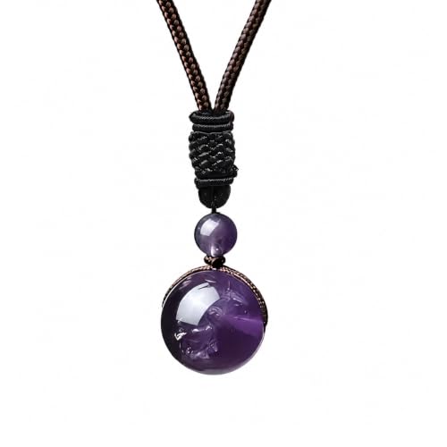 BIVYAX 1 Collar de Amatista Auténtica, Colgante de Piedra Hecho a Mano para Hombre y Mujer, Amuleto de la Suerte de Piedra Natural, Ideal para Meditación, Protección y Regalo para Amiga o Familia