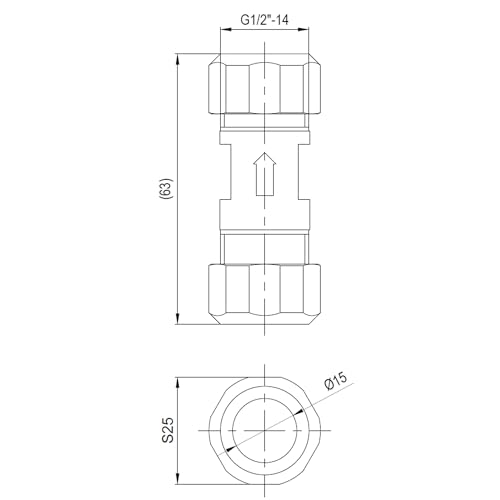 Deva NRV15 Brass Non-Return Single Check Valve 15mm Compression Fitting 1 Way Prevents Water Backflow Hot Or Cold for Showers Toilets and Outdoor Taps Anti Corrosive