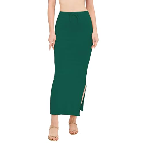 Image of DESI GIRL Cotton Lycra Stretchable Saree Shapewear Petticoat with Drawstring for Women | Fishcut Saree Petticoat with Side Slit for Easy Movement | Saree Shaper | Long inskirt