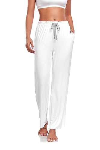 COLORFULLEAF Women's Bamboo Rayon Pajamas Pants Wide Leg Yoga Pants Casual Loose Cozy Sweatpants with Pockets3