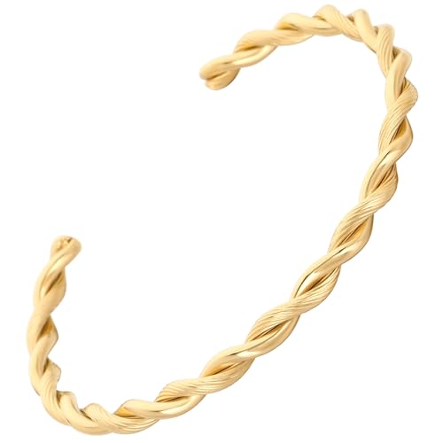 Pulsera abierta torcida ajustable 58mm acero inoxidable miniatura 1