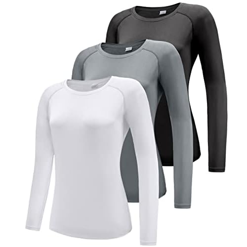 Boyzn Women’s 3 Pack Short/Long Sleeve Workout Running Shirts, UPF 50+ Sun Protection Shirts, Athletic Exercise Gym T-Shirts