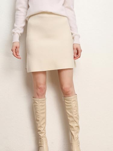 Women's Winter Basic Mini Pencil Skirt A Line High Waist Bodycon Stretch Wool Short Wrap Skirt4