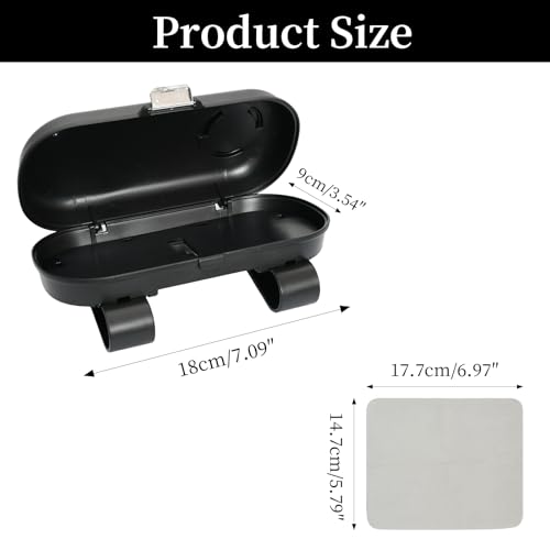 Godneei Brillenhalter FüR Auto Mit Brillenputztuch Sonnenbrillenhalter Auto Doppelter Clip Auf Der RüCkseite Kartenfach Vorhanden Sonnenbrillen Etui Kunststoff Schwarz