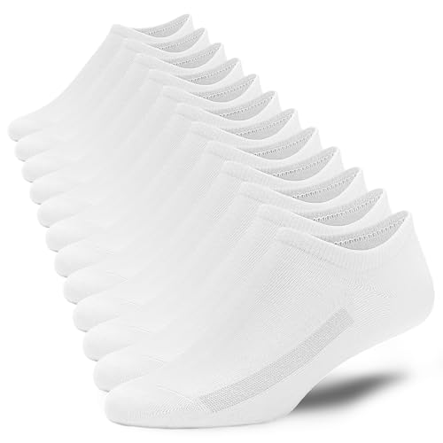 No Show Socks Men's White Low Cut Ankle Socks Athletic Running | 6 Pairs (Sizes 8-12/9-13)
