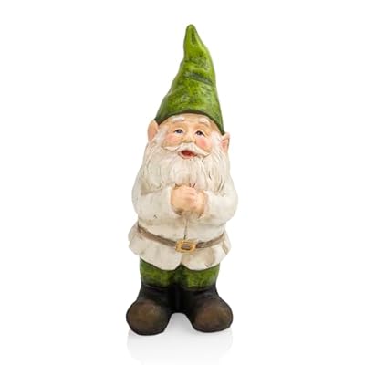 Alpine Corporation - 12" Tall Outdoor Garden Gnome Yard Statue Decoration – Playful Resin Gnome with Earthtone Colors - Durable, Weatherproof Lawn Sculpture for Patio, Deck, Yard