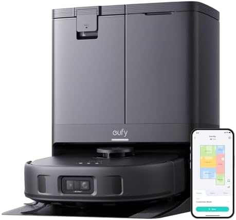 eufy X10 Pro Robô aspirador, Aspiração forte, Evita obstáculos com IA, Lava e seca sozinho, Esvazia e repõe água automaticamente, Escovas antiembaraço, Perfeito para casas com pets, 220V.