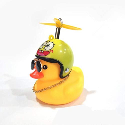 ANIPP Gelbe Ente aus Gummi, Auto-Ornamente, Armaturenbrett-Dekorationen Baby-Spielzeug, Quetschente, Fahrradklingel mit Propeller-Helm für Kinder und Erwachsene, Gelb, 1 Stück Cover