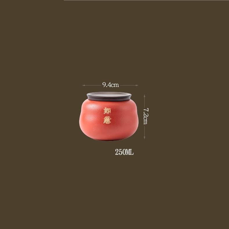 Boîte à Thé Boîte à thé en céramique avec Couvercle en Noyer et Motif «Good Things Happen» de Persimmon Ruyi, boîte à Bonbons de Mariage, boîte Cadeau de Mariage Tea Cans