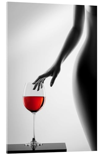 Posterlounge Silhouette with red wine Cuadro de metacrilato de Johan Swanepoel 20 x 30 cm Blanco y negro Cuadros Decoración para la pared