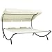 vidaXL Lit de Repos d'Extérieur avec Auvent et Oreillers Chaise Longue de Jardin Chaise Longue de Terrasse Chaise Longue de Patio Blanc Crème