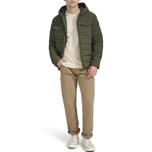 Image of Water Resistant Performance Stretch Hooded Puffer Jacket
