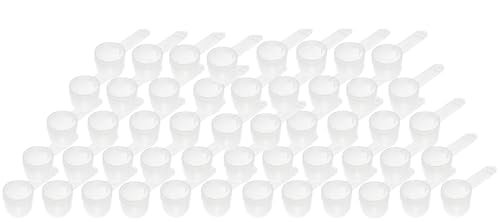 12 mL Plastic Measuring Packaging Round BOttom Scoop (= 12 cc/ = 2.4 teaspoon/ = 0.8 Tablespoon/ = 0.4 fl oz), Short Handle - to Measure and Dispense Spices, Granules, Powders, for Seeds Packing (50)