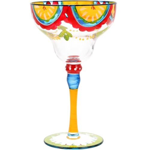 CIYODO Copa de Margarita Pintada a Mano de Vidrio Cristal Transparente Vaso Decorativo para Cócteles y Vino 1 Pieza Adecuado para Fiestas Bodas y Uso Bar