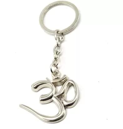 GenericFirst Word of the Earth Om Symbol Keychain Sterling Silver Om Yoga Meditation Key Chain || Metal Keychain & Keyrings || Keychain for Bike Car Bag || Pack of 1