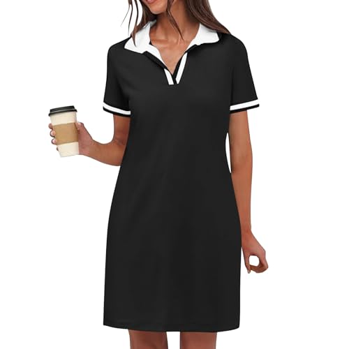 Sport Athletic Tennis Golf Dress for Women Fall Summer Short Sleeve Vneck Midi Mini Short Shirt Dress Women 20252