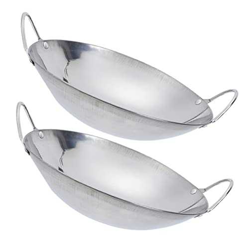 Wok de acero inoxidable con doble asa 2 piezas miniatura 1