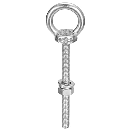 Image of uxcell Lifting Eye Bolt, 1 Set M6 x 70mm Eye Bolt with Nut Washer 304 Stainless Steel Shoulder Lifting Ring Eye Bolt for Hanging Item