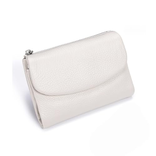 Unisex Pebble Leather Wallet,5.3In Short Genuine Leather Coin Card Holder,Soft Leathers Wallets,Multicolor Bifold Clutch For Men Women Everyday Use(Beige)