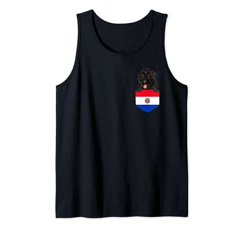 Paraguay Flag Bouvier des Flandres Dog In Pocket Tank Top, Black