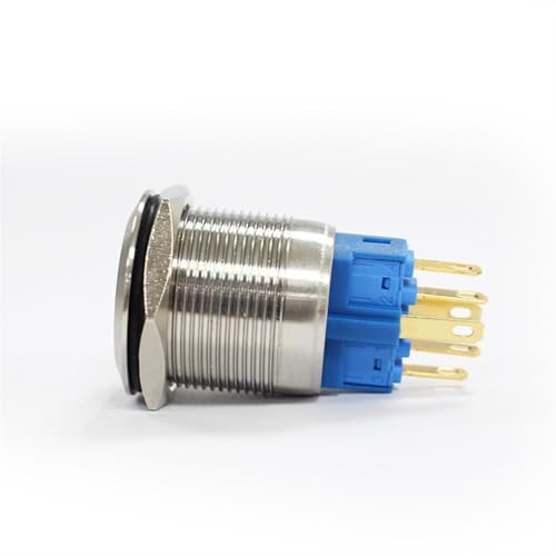 Interruptor de botón 1NO1NC de acero inoxidable y luz led azul de 22mm 2