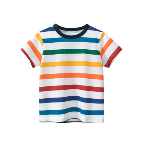 Stripe T Shirt Toddler Boys and Girls Kids Short Sleeve Shirts Rainbow