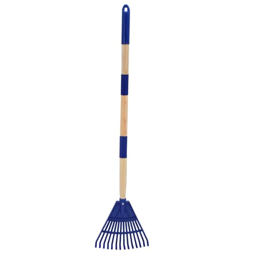 Xifando Kids Leaf Rake - 3-Section Adjustable Handle Lightweight Wood & Plastic Small Garden Tool for Children (Blue)