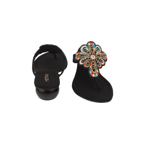 Image of Metro Women Fashion /Ethnic Embroidered Heel Slip-on Sandal