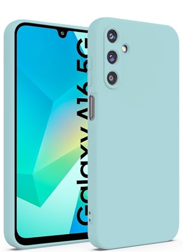 Image of Elzzi Microfiber Candy Case Compatible for Samsung A16 5G Smooth Touch Cushion Liquid Soft Silicone Gel Rubber Phone Cases Non-Slip Full Body Protective Shockproof Back Cover (Mint)
