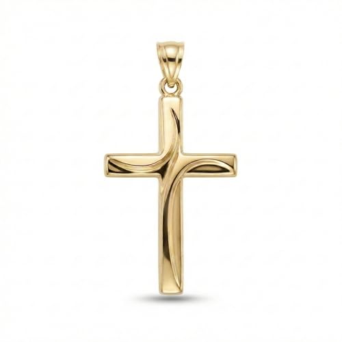 MAZZERI 14k Gold Cross Pendant And 10k Gold Religious Charms for Men and Women, Hypoallergenic - Handcrafted in the USA
