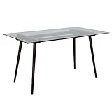 Flash Furniture Meriden 31.5' x 55' Rectangular Solid Espresso Wood Table with Clear Glass Top
