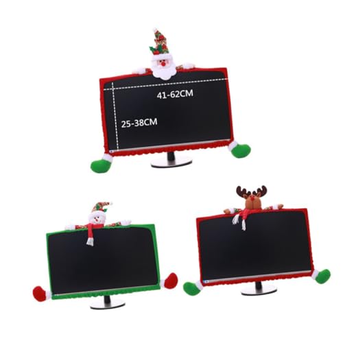 Hoement Christmas Decoration Christmas Office Decorations Christmas Home Ornaments Christmas Home Decoration Holiday Office Decore Computer Screen Cover Three-dimensional Red Decorate