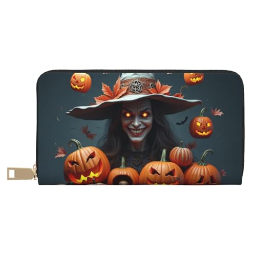 Vintage Orange Pumpkins Print Wallet Women, Leather Bifold Multi Card Wallet, Long Purse Women's Wallets