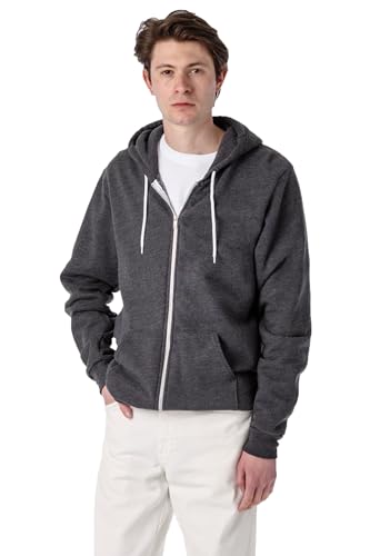 Adult USA-Made Flex Fleece Full-Zip Hooded Sweatshirt, M Dark Heather Grey
