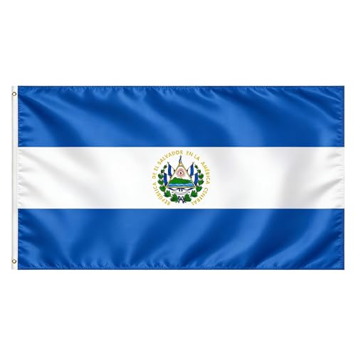 VELIFFCO El Salvador Flag Flag of El Salvador 3x5 Ft - Polyester Lightweight Flags with 2 Brass Grommets for El Salvadorian Party Decorations Sports Events Decorations