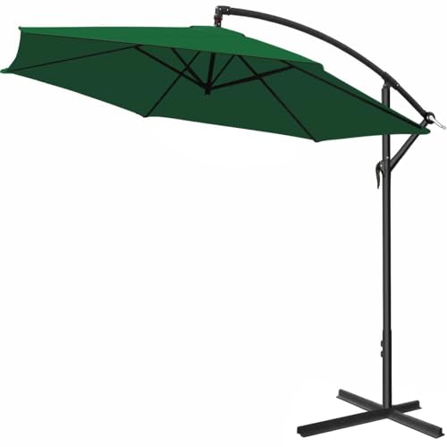 Kingsleeve® Sonnenschirm Brazil UV-Schutz 50+ inkl. Ständer Windfest 300cm Kurbel Alu schwenkbar neigbar Garten Terrasse 3m Ampelschirm grün