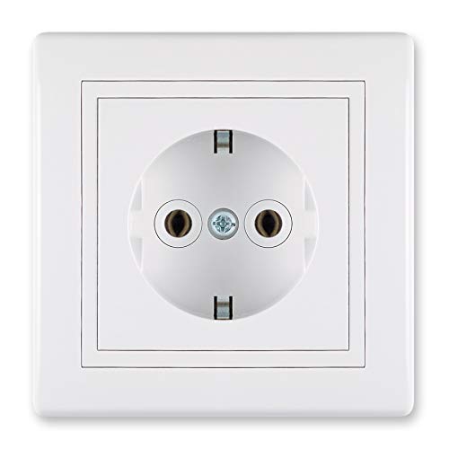 ALING-CONEL | PRESTIGE-Line | Unterputz-Steckdose mit | Schutzkontakt | VDE-zertifiziert | für Installationsdose ø 60mm | 16AX/250V~ | inkl.Rahmen (komplett) | Weiß (RAL 9003) Cover