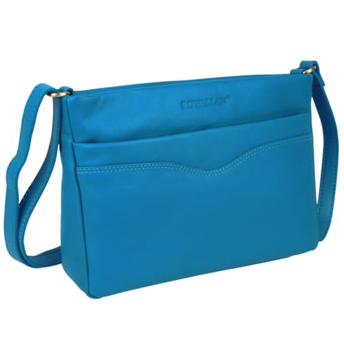 Sac à bandoulière compact en cuir bleu femme Rowallan petit format maroquinerie