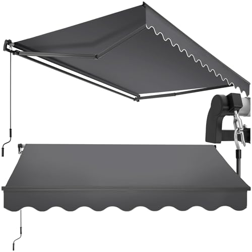 tectake® Store banne Manuel Marquise avec Manivelle Auvent de terrasse Pare Soleil Multi-Fonction Store Exterieur terrasse Enroulable Brise Soleil en...