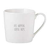 SB Design Studio - B4387 SB Design Studio SIPS Bone China Cafe Mug Cup, 14-Ounce, Life Happens...