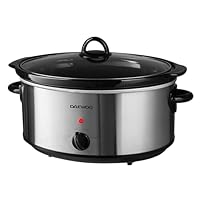 Daewoo 6.5L Slow Cooker – Large Family Size Electric Cooker with Removable Ceramic Pot & Glass Lid, 3 Heat Settings (Low, High, Keep Warm), Energy Efficient, Ideal for Stews & Curries, Black