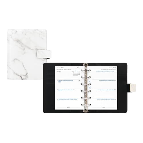 Filofax Architexture Organizer, Pocket Size, Marble - Smooth, Leather-Look, Six Rings, Week-to-View Calendar Diary, Multilingual, 2025 (C028705-25)