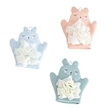 NULYLU 3個 用バスグローブ 柔らか素材の 用バスミ 優しい洗浄とマッサージ効果 カートゥーンデザインで楽しい入浴 ランダ ランダムカラー