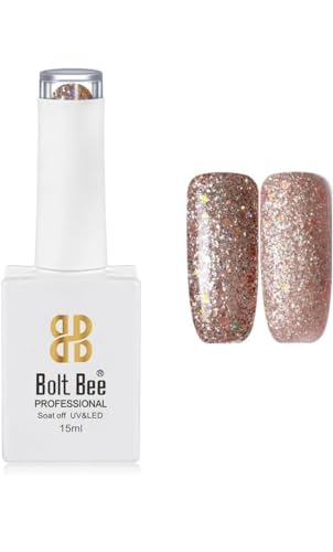 Image of BOLT BEE 15ML Gel Nail Polish 1Pc Clear Pink Glitter Nail Polish Soak Off UV LED Nail Gel Polish Nail Art Starter Manicure Salon DIY at Home, 0.5 OZ (1) (87)