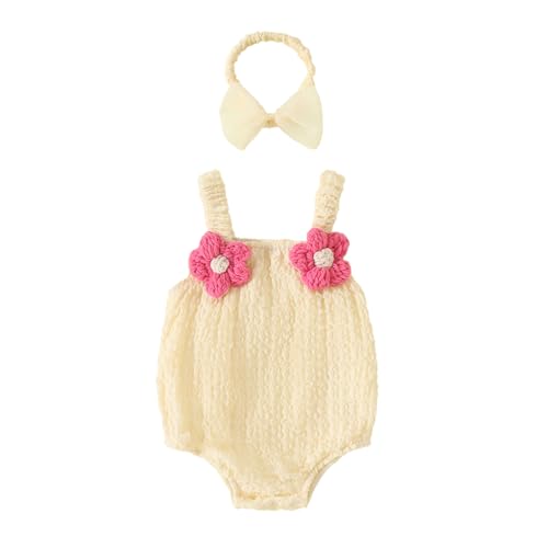 Koecnoc Baby Girl Bubble Romper with Butterfly Bow Back Newborn One-Piece Summer Outfit Cute...